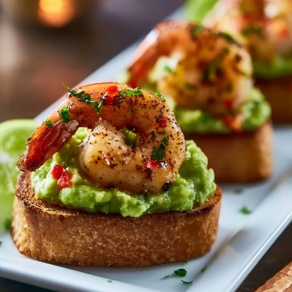 Köstliche Garnelen-Crostini mit Guacamole