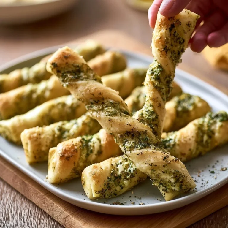 Köstliche Pesto-Twists mit Mozzarella auf einem Teller serviert