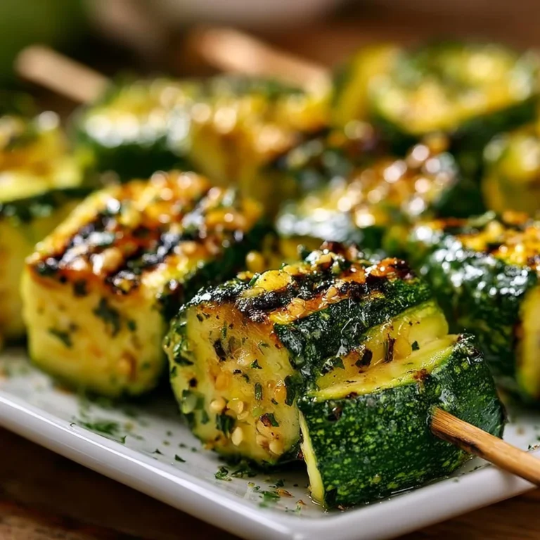 Leckere Zucchini-Spieße vom Grill, perfekt für jede Grillparty