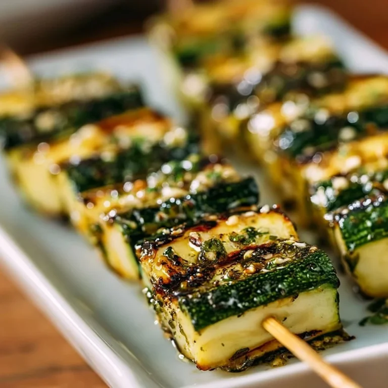 Köstliche Zucchini-Spieße auf dem Grill, gesund und schmackhaft.