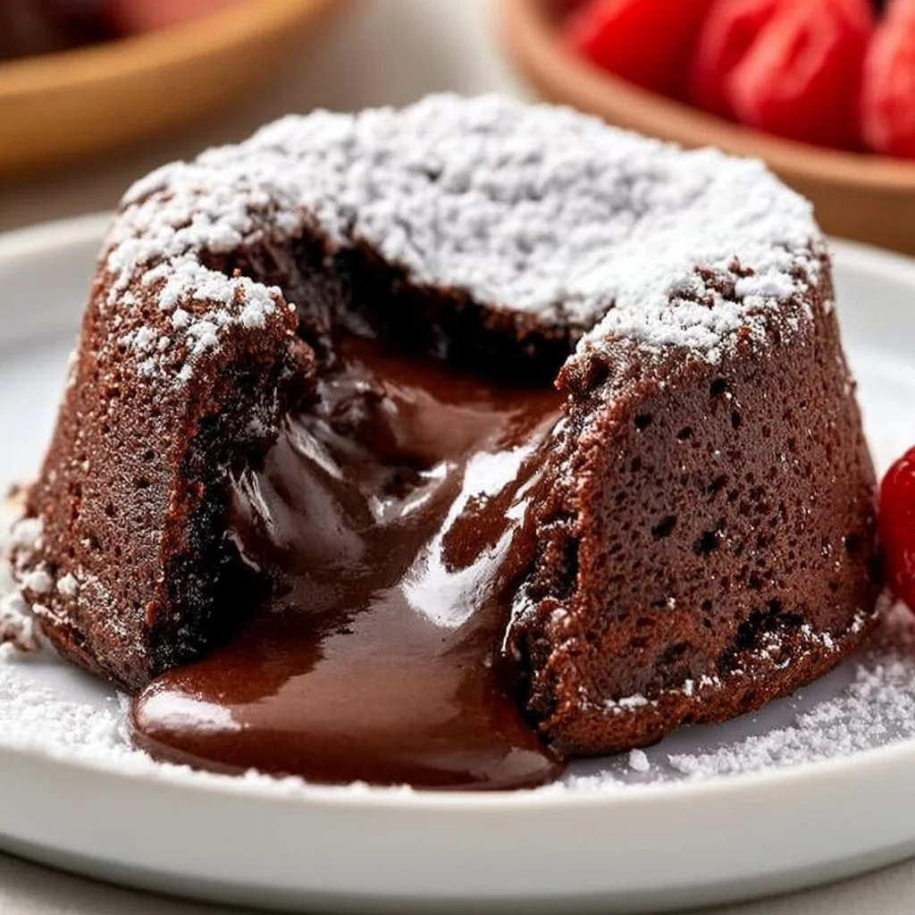 Luftfritteusen Lava-Kuchen mit geschmolzenem Schokoladenkern