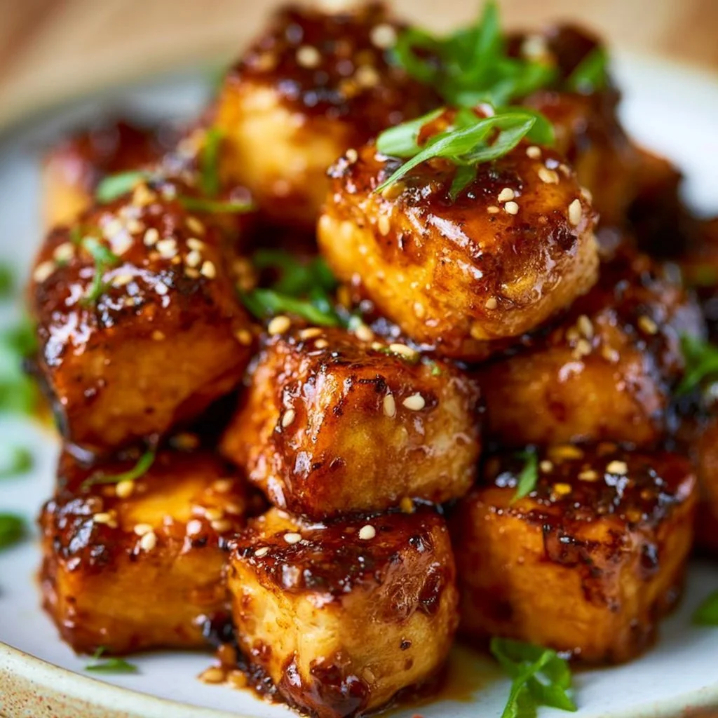 Luftgebackener Tofu mit Honig-Knoblauch-Sauce