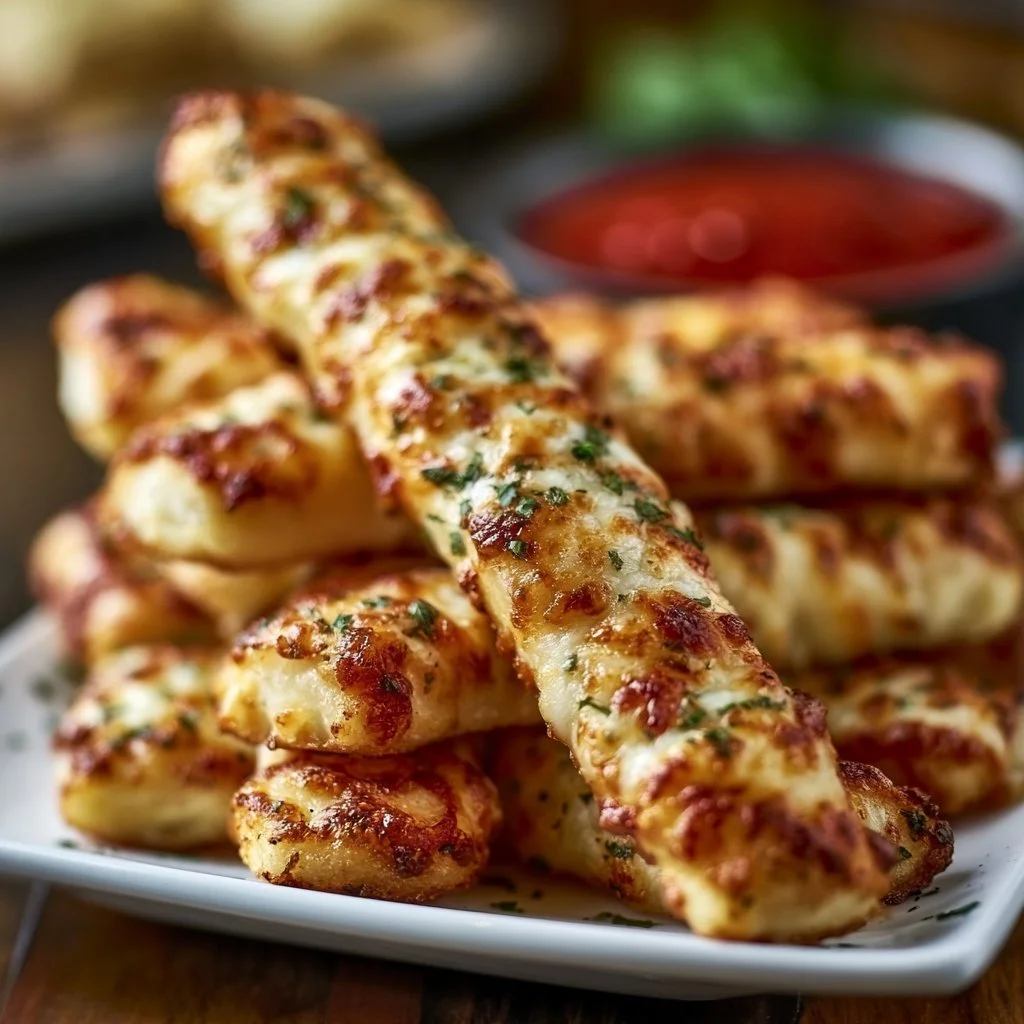 Leckere Pizzastangen als Snack oder Beilage serviert