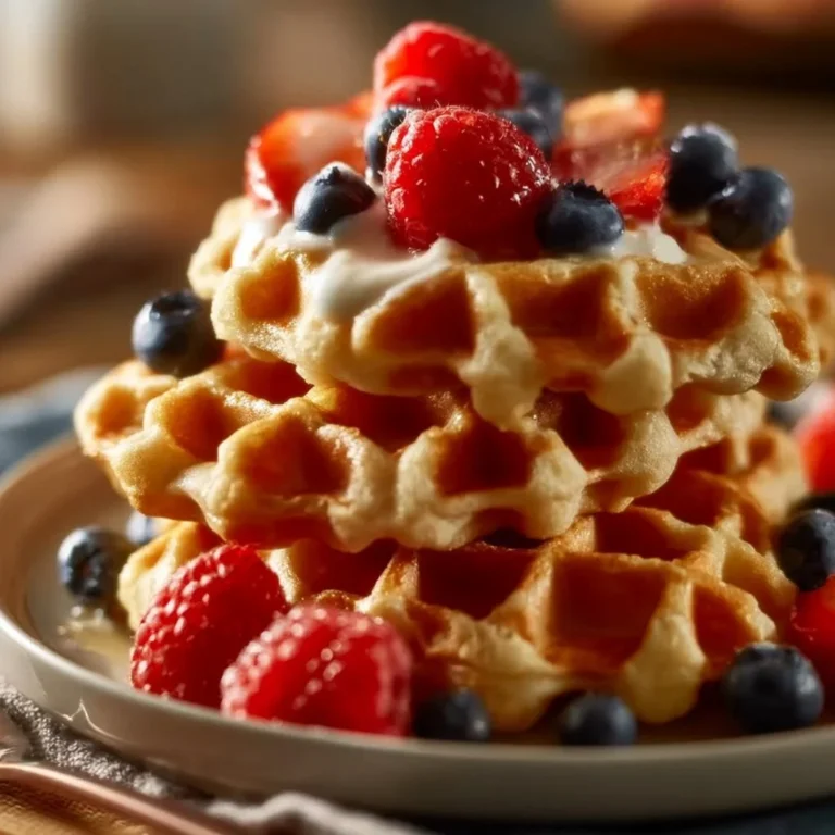 Proteinreiche Skyr Waffeln auf einem Teller, gesund und lecker.