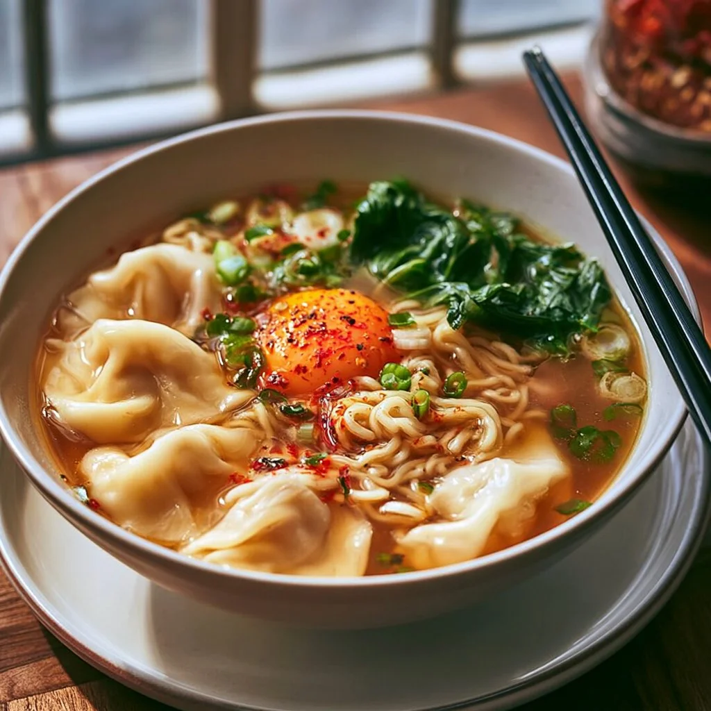 Teigtaschen-Ramen-Schüssel