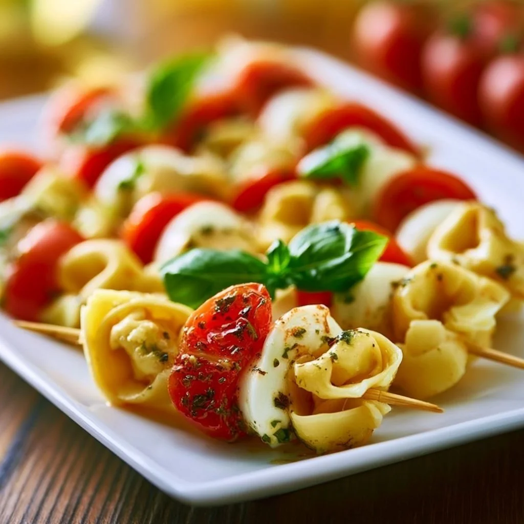 Tortellini-Spieße mit Tomate und Mozzarella
