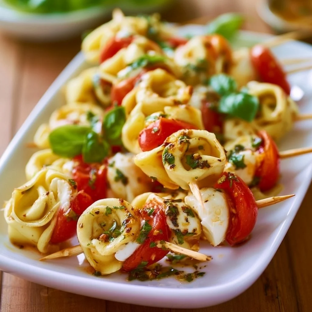 Tortellini-Spieße mit Tomate und Mozzarella