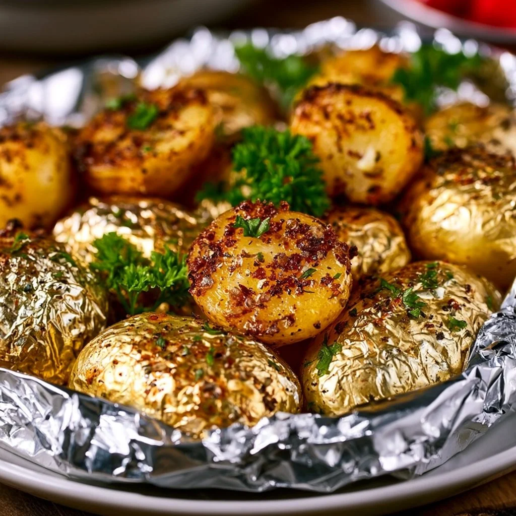 Würzige Grillkartoffeln in Alufolie auf dem Grill