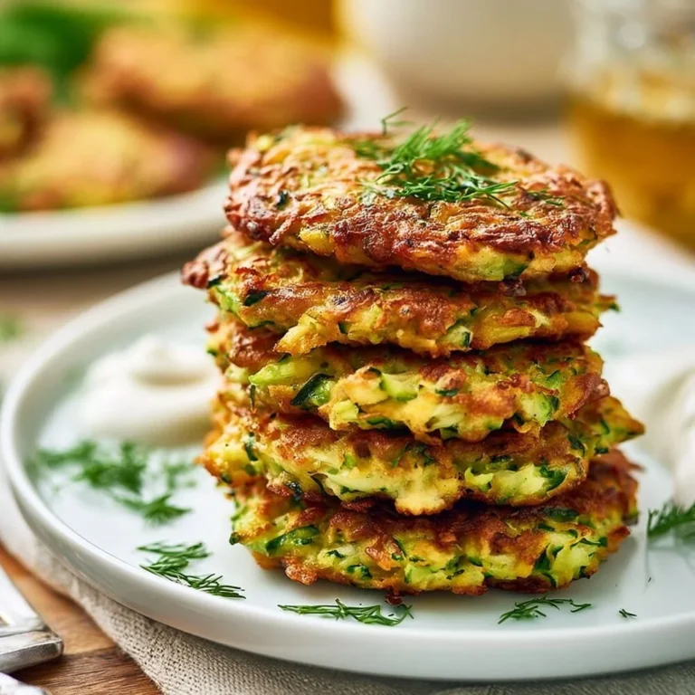 Köstliche Zucchinipuffer auf einem Teller serviert
