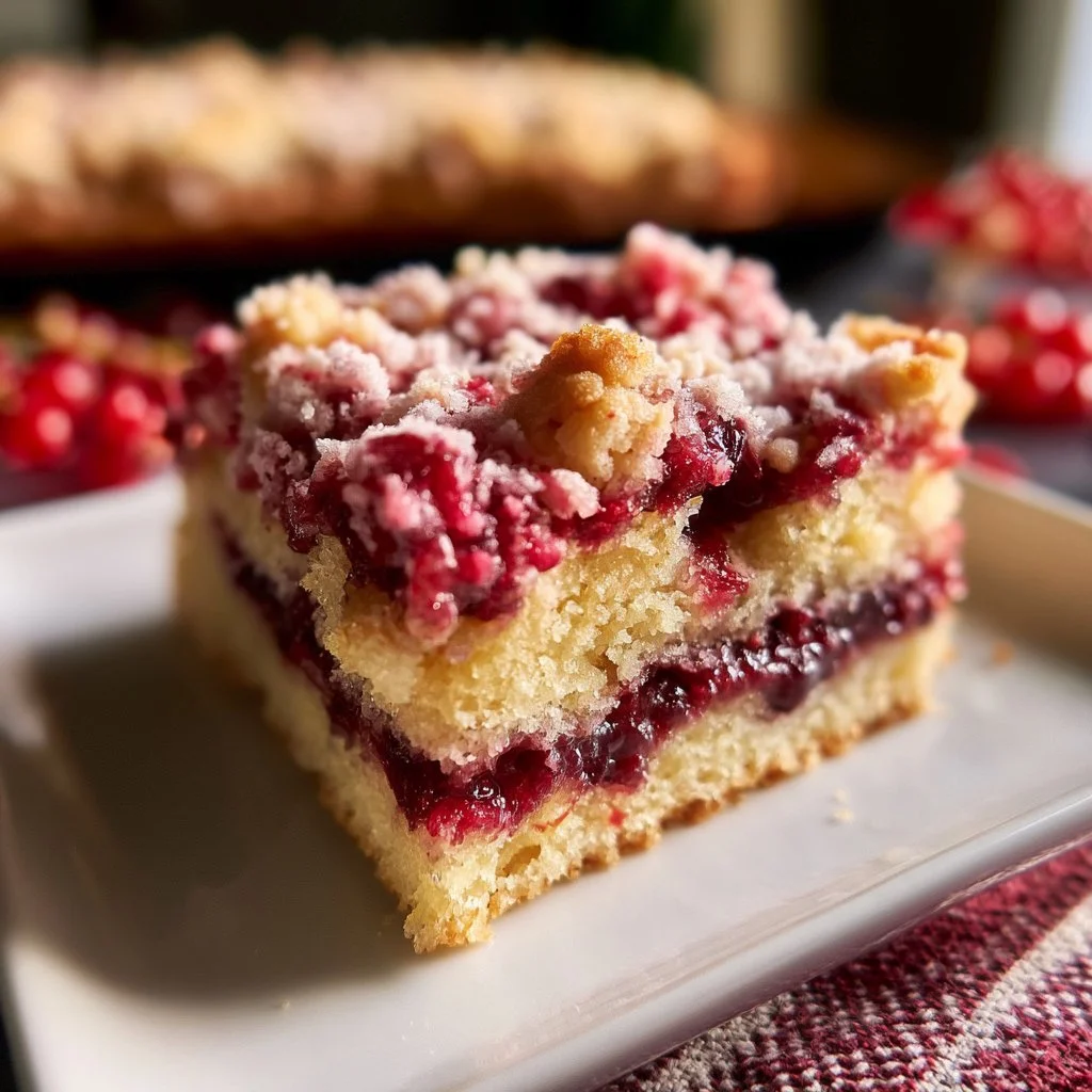 Johannisbeerkuchen mit Streuseln auf einem Blech gebacken
