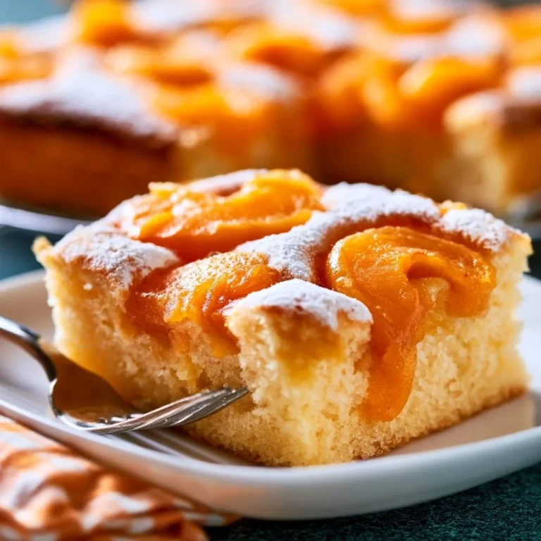 Frischer Marillenblechkuchen mit saftigen Aprikosen auf einem Blech gebacken