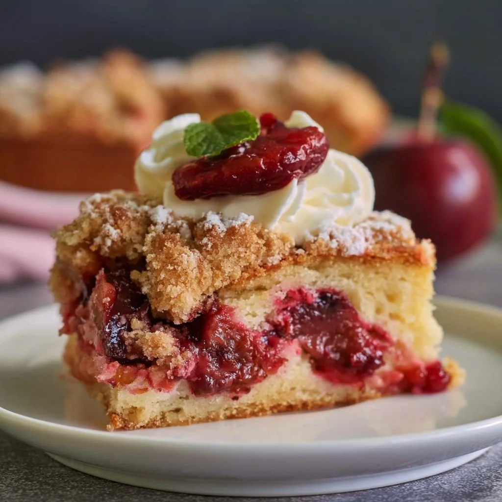 Omas Pflaumenkuchen mit Streusel frisch aus dem Ofen