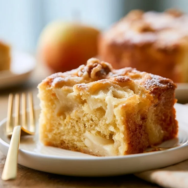 Schneller und saftiger Apfelkuchen mit Vanille auf einem Teller